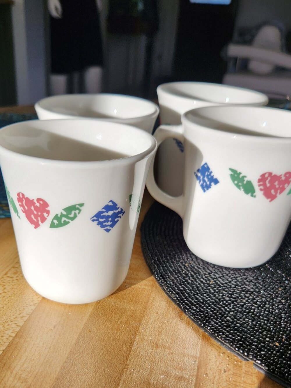 4 Corning Corelle Quilt Coffee Cups